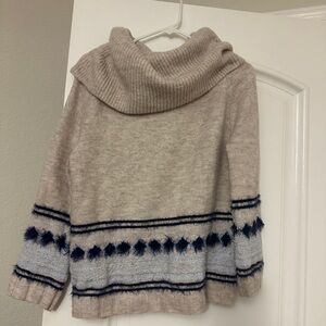Caslon Beige and Navy Cowl Neck Sweater